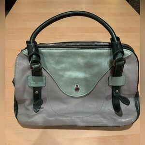 Furla Green and Gray Leather Satchel NWOT